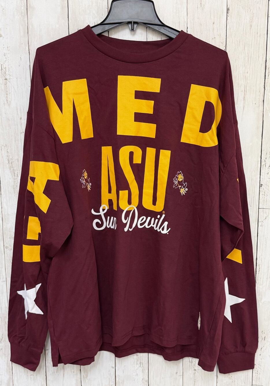 ASU Sun Devils Pressbox Womens Gameday Long Sleeve T-Shirt Size OS NWT Maroon